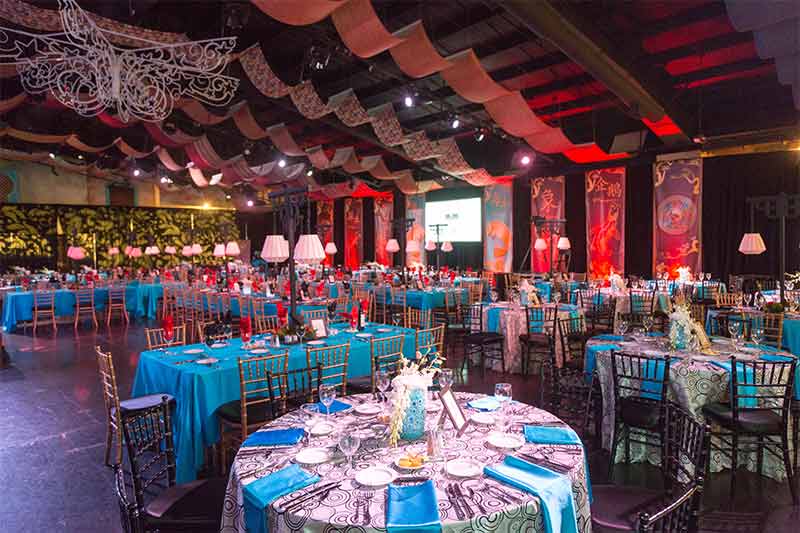 Extravagant and colorful event decorations at the Zoo for a private event