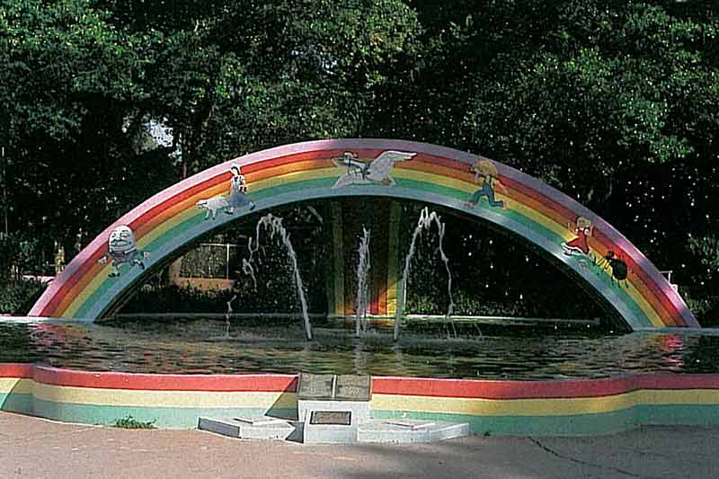 Historic photo of rainbow bridge at Fairyland at Lowry Park in the 1970s