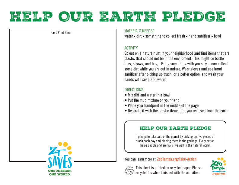 thumbnail for the ZooTampa Earth Day pledge worksheet