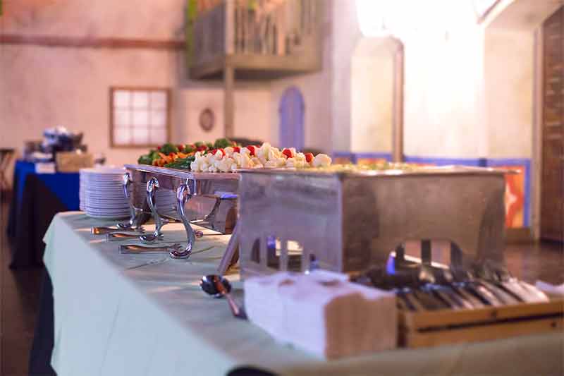 A veggie buffet line at a private event at the Zoo